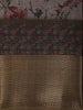 Ash Grey Floral Woven Design Semi Silk Saree with Zari Border