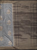 Ash Grey Floral Zari Woven Design Semi Banarasi Silk Saree with Contrast Zari Border