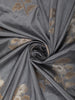 Ash Grey Floral Zari Woven Design Semi Banarasi Silk Saree with Contrast Zari Border