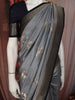 Ash Grey Floral Zari Woven Design Semi Banarasi Silk Saree with Contrast Zari Border