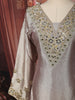 Ash Grey Gold Mirror Embroidered  Design Tissue Silk Straight Cut Salwar Suit with Matching Designer Dupatta