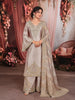 Ash Grey Gold Mirror Embroidered  Design Tissue Silk Straight Cut Salwar Suit with Matching Designer Dupatta
