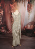 Ash Grey Heavy Sequins and Beads Embroidered Design Crepe Ready to Wear Draped Saree with Matching Designer Blouse