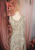 Ash Grey Heavy Sequins and Beads Embroidered Design Crepe Ready to Wear Draped Saree with Matching Designer Blouse