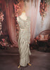 Ash Grey Heavy Sequins and Beads Embroidered Design Crepe Ready to Wear Draped Saree with Matching Designer Blouse