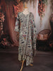 Ash Grey Kalamkari Floral Printed Design Tussar Straight Cut Salwar Suit with Matching Dupatta