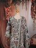 Ash Grey Kalamkari Floral Printed Design Tussar Straight Cut Salwar Suit with Matching Dupatta