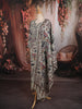Ash Grey Kalamkari Floral Printed Design Tussar Straight Cut Salwar Suit with Matching Dupatta