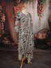 Ash Grey Kalamkari Floral Printed Design Tussar Straight Cut Salwar Suit with Matching Dupatta