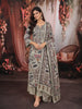 Ash Grey Kalamkari Floral Printed Design Tussar Straight Cut Salwar Suit with Matching Dupatta