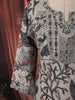 Ash Grey Kalamkari Floral Printed Design Tussar Straight Cut Salwar Suit with Matching Dupatta