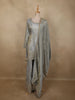Ash Grey Sequins and Beads Embroidered Design Tissue Silk Sharara Suit with Dupatta