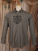 Ash Grey Tiger Face Motif Stone Embellished Design Cotton Party Wear Full Sleeve Men Shirt
