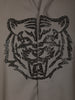 Ash Grey Tiger Face Motif Stone Embellished Design Cotton Party Wear Full Sleeve Men Shirt