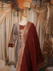 Ash Grey Traditional Zari Woven Design Semi Silk Straight Cut Salwar Suit with Contrast Dupatta