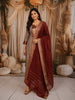 Ash Grey Traditional Zari Woven Design Semi Silk Straight Cut Salwar Suit with Contrast Dupatta