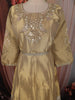 Ash Grey and Champagne Gold Sequins and Beads Embroidered Design Tissue Silk Gown with Contrast Stripes Dupatta