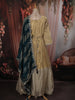 Ash Grey and Champagne Gold Sequins and Beads Embroidered Design Tissue Silk Gown with Contrast Stripes Dupatta
