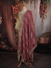 Ash Grey and Champagne Gold Sequins and Beads Embroidered Design Tissue Silk Palazzo Suit with Contrast Stripes Dupatta