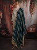 Ash Grey and Champagne Gold Sequins and Beads Embroidered Design Tissue Silk Palazzo Suit with Contrast Stripes Dupatta
