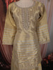 Ash Grey and Champagne Gold Sequins and Beads Embroidered Design Tissue Silk Palazzo Suit with Contrast Stripes Dupatta