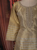 Ash Grey and Champagne Gold Sequins and Beads Embroidered Design Tissue Silk Palazzo Suit with Contrast Stripes Dupatta