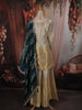 Ash Grey and Champagne Gold Sequins and Beads Embroidered Design Tissue Silk Palazzo Suit with Contrast Stripes Dupatta