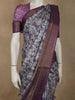 Ash Grey with Deep Plum Abstract Printed Design Semi Tussar Saree