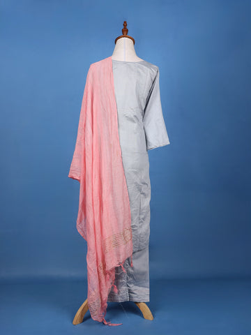 Ash Floral Embroidered Cotton Salwar Suit - Diadem