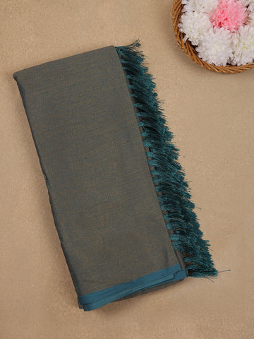 Ash Solid Silk Fancy Saree with Beaded Work Blouse - Diadem