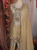 Ash and Champagne Gold Beads Embroidered Design Tissue Silk Palazzo Suit with Dupatta