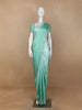 Auqa Green Solid Satin Fancy Saree with Designed Border