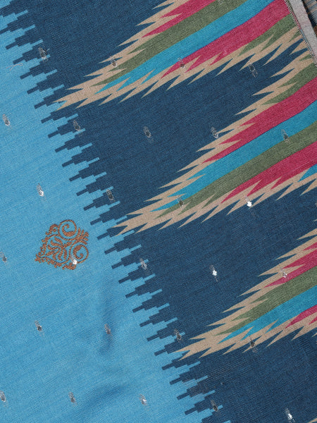 Azure Blue Paisley Designed Soft Silk Saree - Diadem