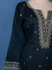 Azure Blue Floral Design Sequin Work Georgette Salwar Suit - Diadem
