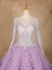 Purple Ruffled Sequins Net Ball Bridal Reception Gown