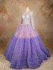 Purple Ruffled Sequins Net Ball Bridal Reception Gown