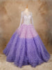 Purple Ruffled Sequins Net Ball Bridal Reception Gown
