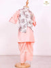 Apricot Orange Kurta Set with Floral Printed Waistcoat - Diadem