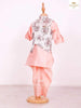 Apricot Orange Kurta Set with Floral Printed Waistcoat - Diadem