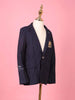 Navy Blue Cotton Blend Full Sleeve Striped Pattern Blazer for Boys - Diadem