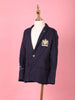Navy Blue Cotton Blend Full Sleeve Striped Pattern Blazer for Boys - Diadem