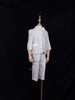 Ivory Silk Blend Striped Suit Coat for Boys with Attached Bow - Diadem