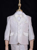 Ivory Silk Blend Striped Suit Coat for Boys with Attached Bow - Diadem