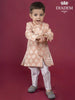 Pinkish Tan Indo Western Sherwani Enhanced in Brocades with Brooch - Diadem