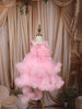 Baby Pink 3D Floral Appliqué Sequins Embroidered Design Ruffled Layered Tulle Net Party Wear Frock