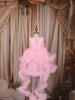 Baby Pink 3D Floral Appliqué Sequins Embroidered Design Ruffled Layered Tulle Net Party Wear Frock