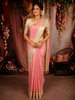 Baby Pink Butta Zari Woven Design Pure Kanchipuram Silk Saree with Contrast Zari Border