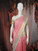 Baby Pink Butta Zari Woven Design Pure Kanchipuram Silk Saree with Contrast Zari Border