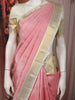 Baby Pink Butta Zari Woven Design Pure Kanchipuram Silk Saree with Contrast Zari Border