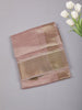 Baby Pink Checked Woven Tissue Saree with Golden Zari Border
